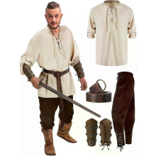 Retro Vintage Medieval Renaissance Pants Outfits Waist Belt Shirt Arm Guards Pirate Men s Cosplay Costume