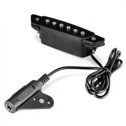 Pickup SH-85 a 6 fori nero con jack Active Power Strap End-Pin per chitarra acustica 1