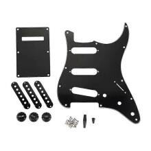 Set med 3 lager svart 11 hål Sss Gitarr Pickguard Strat Back Plate Pickup Covers Knoppar Guitarra Tips