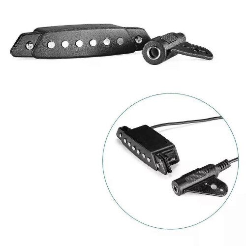 Pickup SH-85 a 6 fori nero con jack Active Power Strap End-Pin per chitarra acustica 2