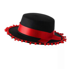 Retro Style Spanish Hat Matador Wide Brim Fedora Flat Floppy Women Party Church Wedding Black Sombrero