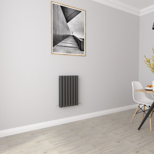AICA (Double 600x413mm, Anthracite) Designer Oval Column Radiator Central Heating 2