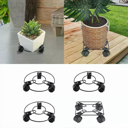 Supporto per piante in vaso con ruote e vassoio per piante con 3 ruote 1