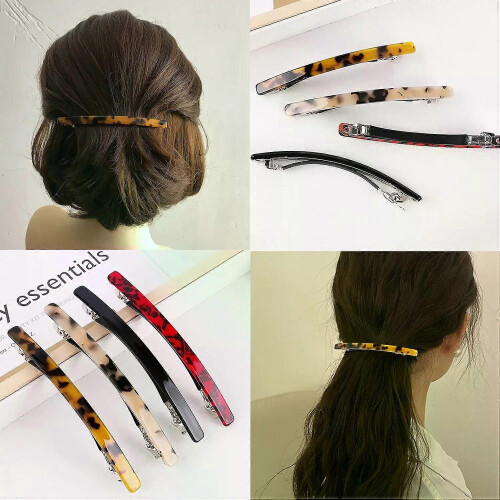 Semplice fermaglio per capelli geometrico a molla in acetato leopardato per donna, fermagli per capelli 2