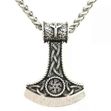 Ciondolo slavo con ascia Perun Kolovrat, runa runica ALGIZ, talismano pagano scandinavo vichingo, collana,