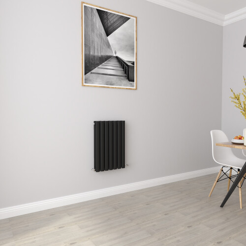 AICA (Double 600x413mm, Black) Designer Oval Column Radiator Central Heating 2