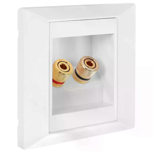 SODIAL(R)Wall Socket Connection Port with 2 Jack Speaker White 1