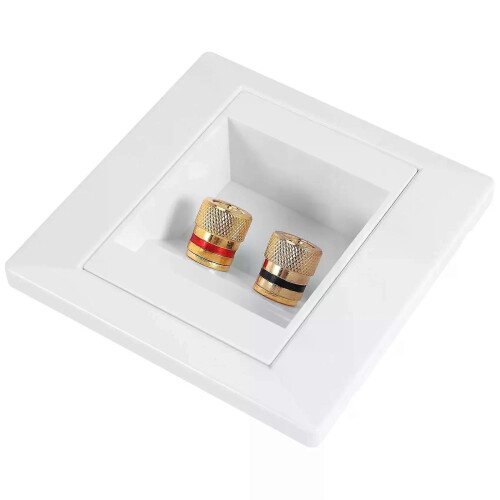 SODIAL(R)Wall Socket Connection Port with 2 Jack Speaker White 2