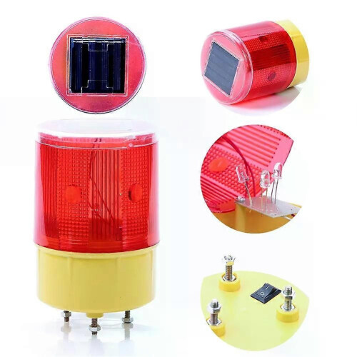 Solar Strobe Warning Red Light For Night Road Construction Cone Traffic Light Signal Safety Emergency 2