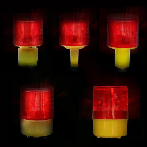 Solar Strobe Warning Red Light For Night Road Construction Cone Traffic Light Signal Safety Emergency 1