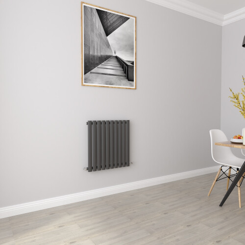 AICA (Single 600x590mm, Anthracite) Designer Oval Column Radiator Central Heating 2