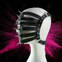 Spiked Gothic Punk Mask PU Leather Half Face Hollow Mask Cosplay Animal Halloween Adult Game Masquerade