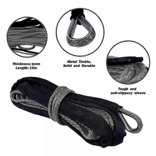 Synthetic Winch Rope 15M 7700 Lbs Winch Line Cable Rope With Protective Sleeve Maintenance String For 2