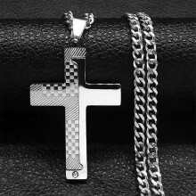 Collana con ciondolo a forma di croce in acciaio inossidabile, per uomo, punk, cristiano, Gesù, accessori