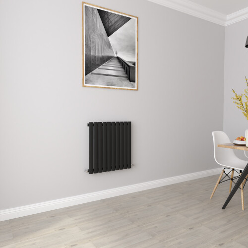 AICA (Single 600x590mm, Black) Designer Oval Column Radiator Central Heating 2