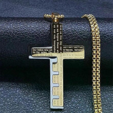 Collana con ciondolo a forma di croce in acciaio inossidabile per uomo, gioielli, accessori religiosi,