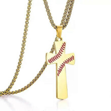 Collana con ciondolo a forma di croce da baseball in acciaio inossidabile per uomo, accessori per medaglie