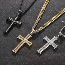 Collana con ciondolo a forma di croce in acciaio inossidabile per uomo, accessori per gioielli religiosi