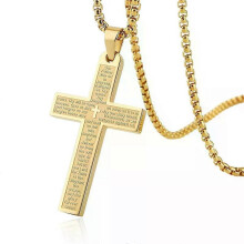 Collana con croce in acciaio inossidabile, ciondolo a croce del Padre Nostro, gioielli in acciaio inossidabile