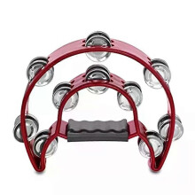 Tamburello Campanelli Percussioni Jingle Strumento portatile Tamburo a mezzaluna Jingles in metallo
