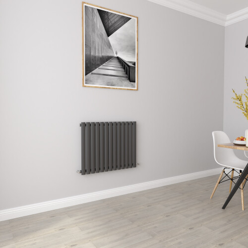 AICA (Single 600x767mm, Anthracite) Designer Oval Column Radiator Central Heating 2