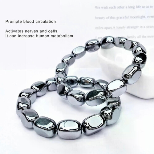 Bracciale Terahertz con perline elastiche naturali sciolte in pietra Bracciale Terahertz per donna e 2