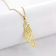 Collana con ciondolo in acciaio inossidabile con mappa della Palestina per donna, collana etnica con