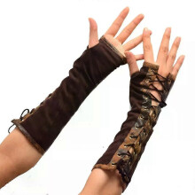 Steampunk-Handschuhe, Lolita, Gothic, für Damen, Ellenbogenlänge, Halbfinger-Handschuhe, zum Binden,