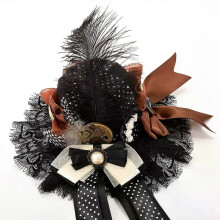 Steampunk Hoge Hoed Mini Clip Fedora Zwart Gotisch Victoriaans Gears Festival Haaraccessoires Steam