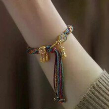 Braccialetto da preghiera intrecciato a mano in stile tibetano, mini braccialetti buddisti tibetani