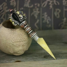 Ruota della preghiera buddista tibetana nepalese, fatta a mano, da collezione religiosa, 12x 35 cm