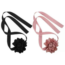 Collana con fiore di rosa elegante, finto fiore, con nastro, per donna, con catena per clavicola, accattivante