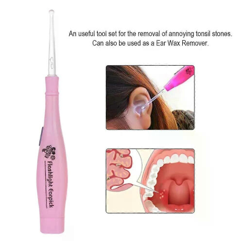 Tonsil Stone Remover Tool LED Light Earpick RVS Oorsmeerverwijderaar met 3 Tips Irrigator Clean 2