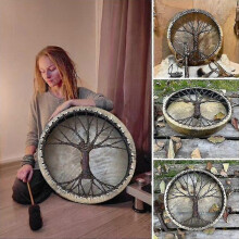 Tamburo sciamanico Albero della vita, tamburo sciamanico siberiano fatto a mano, simbolo musicale spirituale,