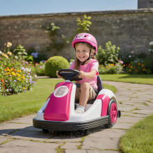 (Pink) AIYAPLAY Kids Bumper Car with 360-Degree Rotation Spin, Safety Belt
