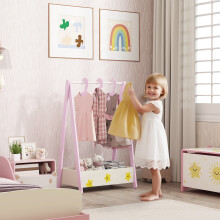 (Pink) AIYAPLAY Baby Clothing Rack with Hangers, Shelf, Kids Clothes Rail
