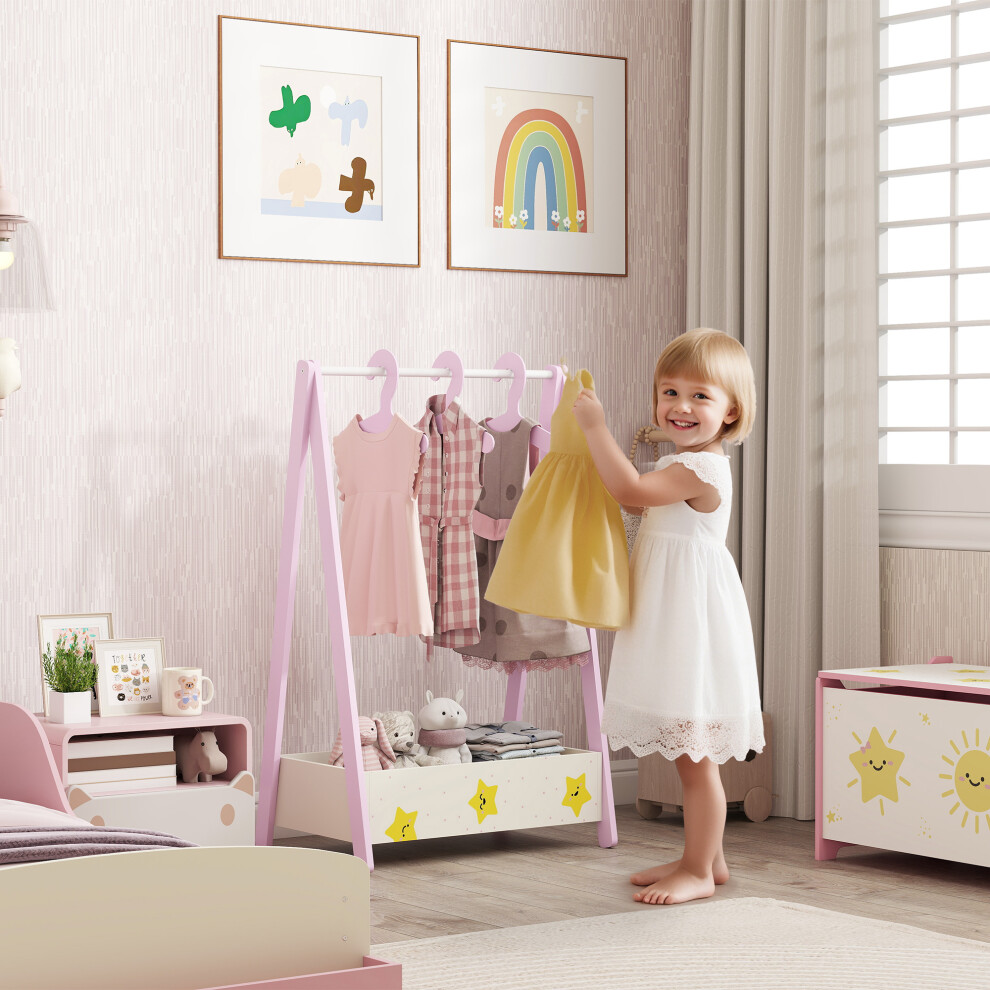 Rackhams Pink Baby Clothing Rack With Hangers, Shelf, Kids Clothes Rail - Image 9