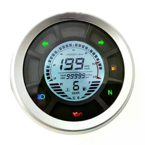 Universal LCD Digital Speedometer Odometer Tachometer Cylinders Gear Odometer Tachometer Trip Meter