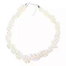 Collana girocollo con perle intrecciate, delicata collana con perline, elegante catena per clavicola