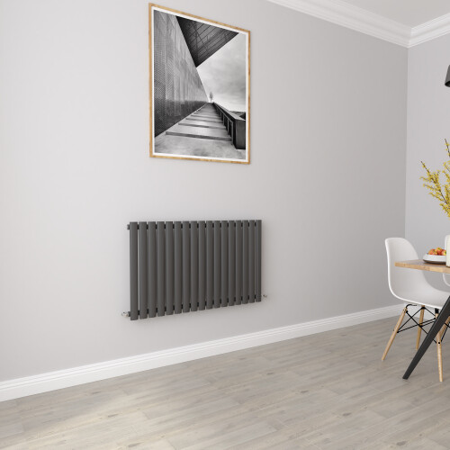 AICA (Single 600x1003mm, Anthracite) Designer Oval Column Radiator Central Heating 2