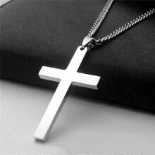 Collana con ciondolo a croce vintage, in lega di zinco, punk, nuovo design, classico, catena nera, girocollo,