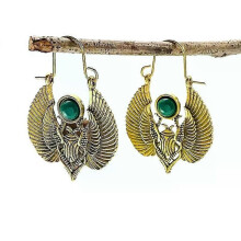 Vintage Egyptisch geïnspireerde ontwerpen Heilige vleugels Scarab grote hoepels oorbellen Gypsy tribal