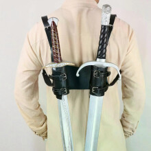 Vintage Faux Leather Medieval Back Sword Scabbard Adjustable Straps Back in Scabbard Sword Holder Cosplay
