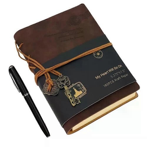 Vintage Notebook Kit Traveller's Diary Eco Leather Soft Cover Inner Notebooks & Notepads Brun