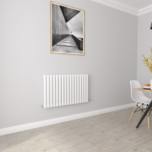AICA (Single 600x1003mm, White) Designer Oval Column Radiator Central Heating 2
