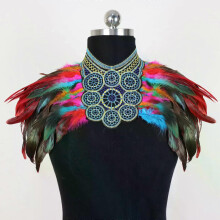 Vintage Punk Goth Fjäder Krage Axel Kvinnor Spets Bolero Jacka Shrug Birds Häxa Cosplay Wrap Halloween