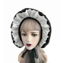 Vintage Style Ruffles Bonnet Hat Women Girls Maid Cosplay Mop Hat Pumpkin Cap