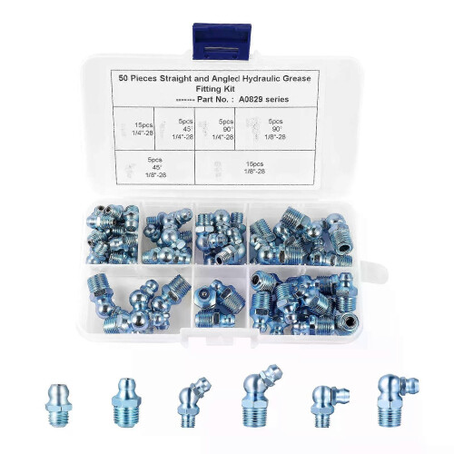 UKCOCO 50 st A0829 sortimentssats för smörjnipplar Grease Zerks sortimentsset (silver)
