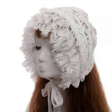 Vintage Victorian Lace Bonnet Hat Lolita Women Girls Maid Cosplay White Black Headpiece