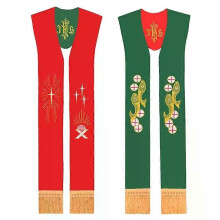 Unisex Priest Stole Catholic Church Reversible Scarf for Pastor Minister Costume